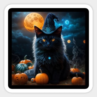 Elegant black witch cat Sticker